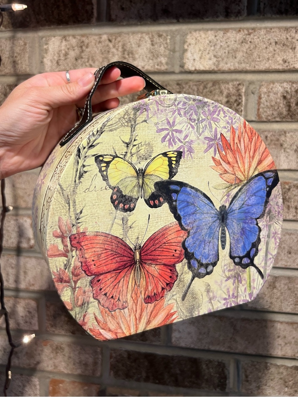 Susan Winget Butterfly Themed Hinged Decorative Hat Box